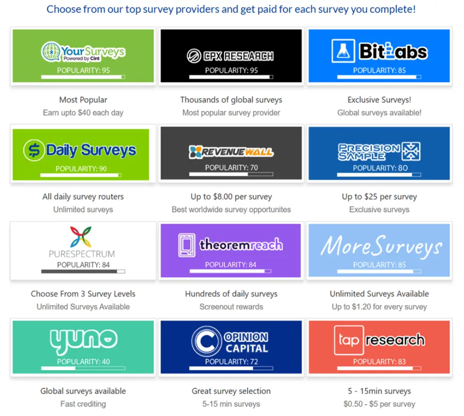 top paid survey providers